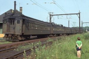 Conrail | NJDOT | Erie Lackawanna Railway | Denville, New Jersey | MU Cars | Train 623/414 | August 19, 1977 | Emery Gulash photograph | Morning Sun Books Collection