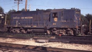 Norfolk and Western | Bellevue, Ohio | EMD GP9 #2814 diesel-electric locomotive | ex Nickel Plate #814 | September 1,1974 | Emery Gulash photograph | Steve Timko Collection