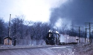 New York Chicago and Saint Louis Railroad | Nickel Plate Road | Fort Wayne, Indiana | Class 2-8-4 #747 steam locomotive | on freight | Dr. George Mitchell photograph |Morning Sun Books colelction