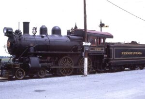 Pennsylvania Railroad | Strasburg Railroad | Strasburg, Pennsylvania | Altoona works class D16sb 4-4-0 #1223 steam locomotive | June 21, 1964 | Henry Bielstein photograph