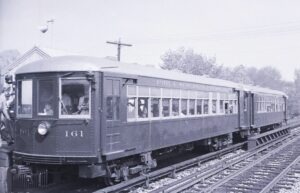 Philadelphia and Western | Saint Davids, Pennsylvania | Strafford car 161 and 165 | North Jersey Chapter-NRHS Excursion | April 25, 1954 | Al Creamer photograph | NJCRHS Collection