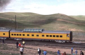 Union Pacific Railroad | Sherman Hill, Wyoming | Dome coach #7006 passenger car | UP3985 excursion photo stop | May 29,1983 | John Wilson photograph