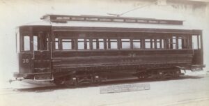 Wilmington, New Castle and Southern Railway | Philadelphia, Pennsylvania | Brill trolley car #38 | 1900 | J.G. Brill Company photograph | North Jersey Chapter NRHS Collection
