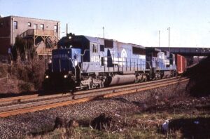 Conrail | Swissvale, Pennsylvania | EMD SD50 #6833 and GE C39-8 #6003 diesel-electric locomotives | March 16, 1998 | Dick Flock photograph