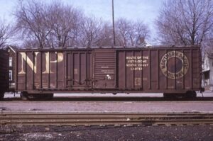 Northern Pacific Railway | Pontiac, Michiga | Ribbed box car #5291 | February 7, 1972 | Emery Gulash photograph | Stephen Timko collection