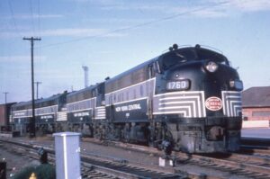 New York Central | East Saint Louis, Illinois | Class EMD F7a #1760 and FM-C Liner + 2 F7s diesel-electric locomotive | November 1962 | Morning Sun Books Collectionc