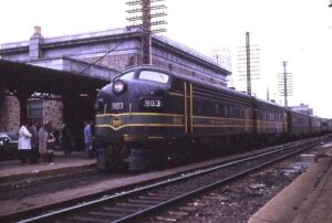 Reading Company | Reading, Pennsylvania | Class EMD FP7 #903 + 1 diesel electric locomotive | Passenger special | Franklin Avenue passenger Station | March 21, 1976 | Larry Steingarten photograph