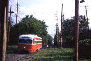 Saint Louis Public Service | Saint Louis, Missouri | PCC trolley car #1609 | at Suburban Garden Loop | June 1966 | Willard Thomas photograph