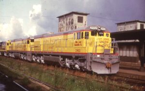 Union Pacific | Erie, Pennsylvania | GE U30C #2902 + 2901 + 1 diesel-electric locomotives | NEW | June 30, 1974 | Bill Volkmer photograph | Elmer Kremkow Collection