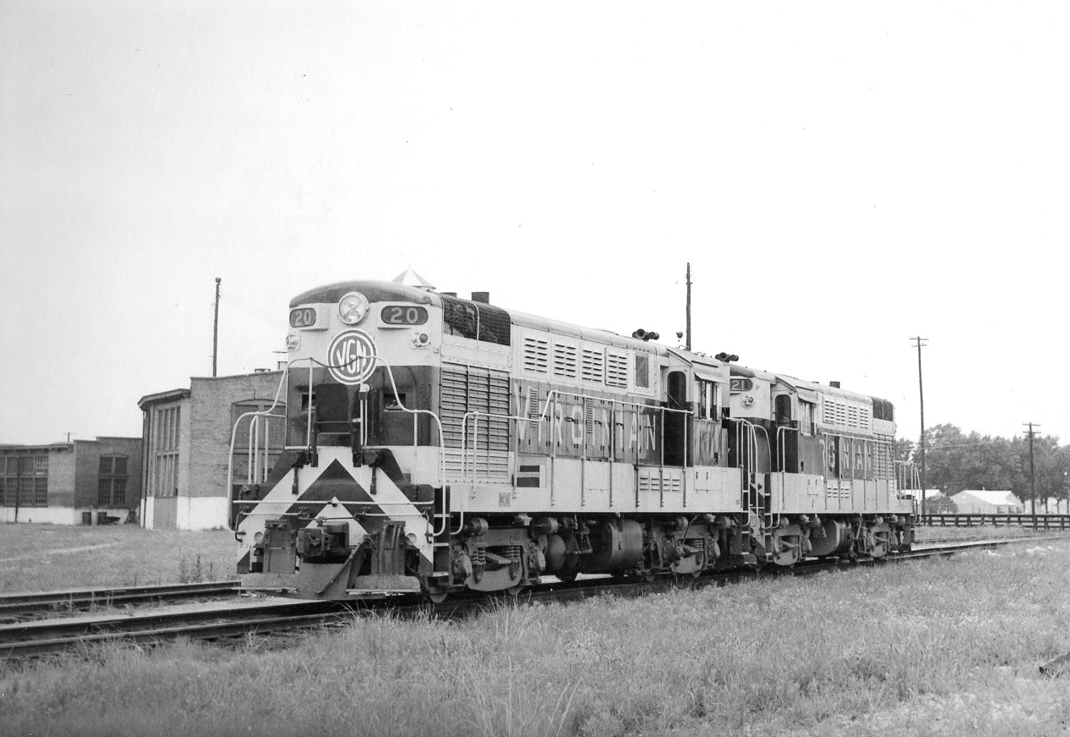 Virginian Railway | Norfolk, Virginia | Sewells Point | FM Class H16-44 #20 + 1 diesel electric locomotives | July 1959 | W.E. Warden photograph