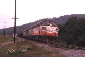 Western Maryland Railway | Keystone, Pennsylvania | EMD F7a 239 + F7B and F7a diesel-electric locomotives | September 1974 | Dave Augsburger photograph | Charles Anderon Collection