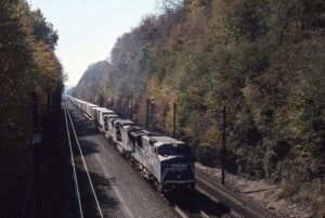 Conrail | Cassandra, Pennsylvania | Class GE C40-8 #6188 diesel electric locomotive | eastbound freight train | October 1993 | Steve Salanson photograph