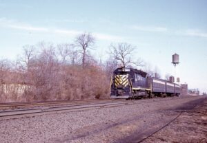 Central Railroad of New Jersey | Middlesex, New Jersey | EMD GP40P #3638 diesel-electric locomotive | Commuter Train | March 1973 | Jack de Rosset photograph | Morning Sun Books Collection