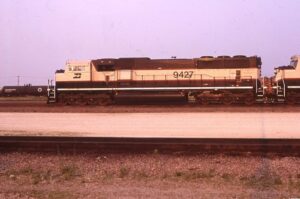 Burlington Northern | Galesburg, Illinois | EMD SD70MAC #9427 diesel-electric locomotive | June 22, 1995 | Dick Flock Photograph