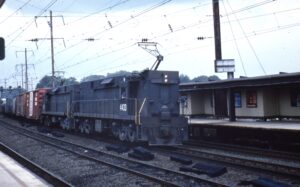 Conrail | Iselin, New Jersey | GE Class E44 #4433 and #4417 electric motors | Amtrak NE Corridor | Westbound | Metropark Station | September 29, 1979 | Bud Nadler photograph | Morning Sun Books collection