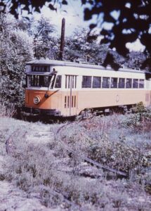 Altoona and Logan Valley Electric Railway | Altoona, Pennsylvania | Car 73 | Lakemont Park loop | September 1, 1952 | Ara Mesrobian photograph
