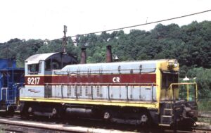Conrail | ex Erie / Erie Lackawanna | Oil City, Pennsylvania | EMD NW2 #9217 diesel-electric locomotive | July 23, 1977 | David H. Hamley photograph | Morning Sun Books Collection