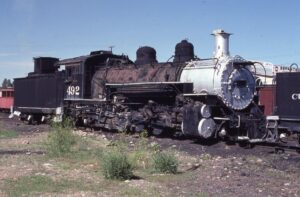 Denver and Rio Grande Western Railroad | Chama, New Mexico | Class K-37 2-8-2 #492 Narrow gauge steam locomotive | June 26, 1979 | Dick Flock photograph