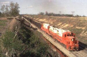Illinois Central Gulf Railroad | Mattoon, Illinois | Class EMD GP9 #8175 + 1 diesel-electric locomotives | freight train | June 5, 1973 | Richard Wallin photograph | Richard Prince Collection