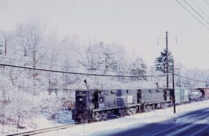 Penn Central Transportation Company | Camden and Amboy Railroad | Helmetta, New Jersey | GE E44 #4432 + 1 Electric Motor | westbound Browns Yard to Morrisville freight | January 1976 | Larry Steingarten photograph