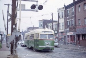 Philadelphia Transportation Company | Darby, Pennsylvania | PCC Car #2609 | 6th and Main at B&O railroad | June 1966 | Harold Smith photograph