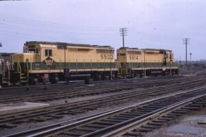 Reading Company | Rutherford, Pennsylvania | EMD GP30 #5503 and 5504 diesel electric locomotives | May 6, 1962 | William Echternacht, Jr. photograoh