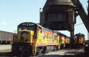 Chessie System | C&O | Richmond, Virginia | GE U23B #2304 diesel-electric locomotive | Coaling Tower | May 11, 1986 | Dick Flock photograph