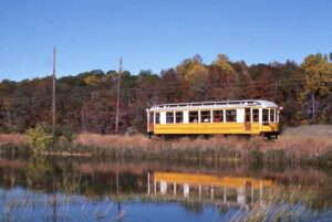 Connecticut Company | East Haven, Connecticut | BERA | Shore Line Trolley Museum | Private Streetcar 500 | October 1981 | William Rosenberg photograph | Morning Sun Books Collection