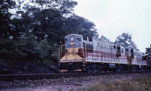 Delaware Lackawanna and Western | Henryville, Pennsylvania | FM Trainmaster H24-66 #851 +1 diesel-electric locomotive | September 1, 1954 | Hawk Mountain Chapter photograph | Richard Prince collection