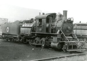Lehigh and New England Railway | Pen Argyl, Pennsylvania | Class 2-8-0 #25 Camelback steam locomotive | August 22, 1936 | William T. Greenberg – Morning Sun Books collection