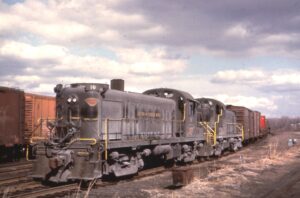 Lehigh and Hudson River Railway | Allentown, Pennsylvania | Alco RS3 #3 and #10 diesel-electric locomotives | March 20, 1966 | Richard Wallin photograph | Richard Prince Collection