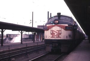 New Haven New York and Hartford Railroad | New Haven, Connecticut | Class EMD FL9 #2023 diesel electric locomotive | Passenger train | at New Haven Passenger Station | May 1968 | John Wilson photograph