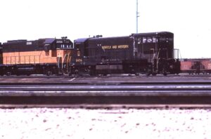 Norfolk and Western Railway | North Platte, Nebraska | GE U30B #8474 and MR EMD GP40 #2056 diesel-electric locomotives | June 3, 1974 | Thorn Marty photograph | Morning Sun Books collection