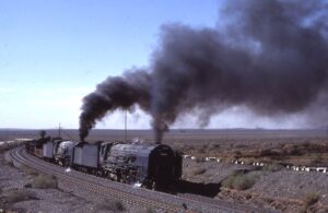 South African Railways | Putfontein, South Africa | Class 25NC 4-8-4 “Jennifer” steam locomotive | July 7, 1983 | Alan Miller photograph | Morning Sun Books collection