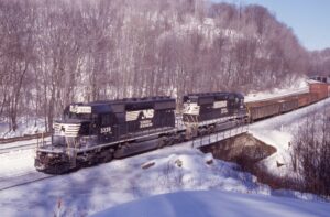 Norfolk Southern | Cassandra, Pennsylvania | EMD SD40-2 #3346 and #3339 | eastbound helpers freight | February 1, 2004 | Dick Flock photograph