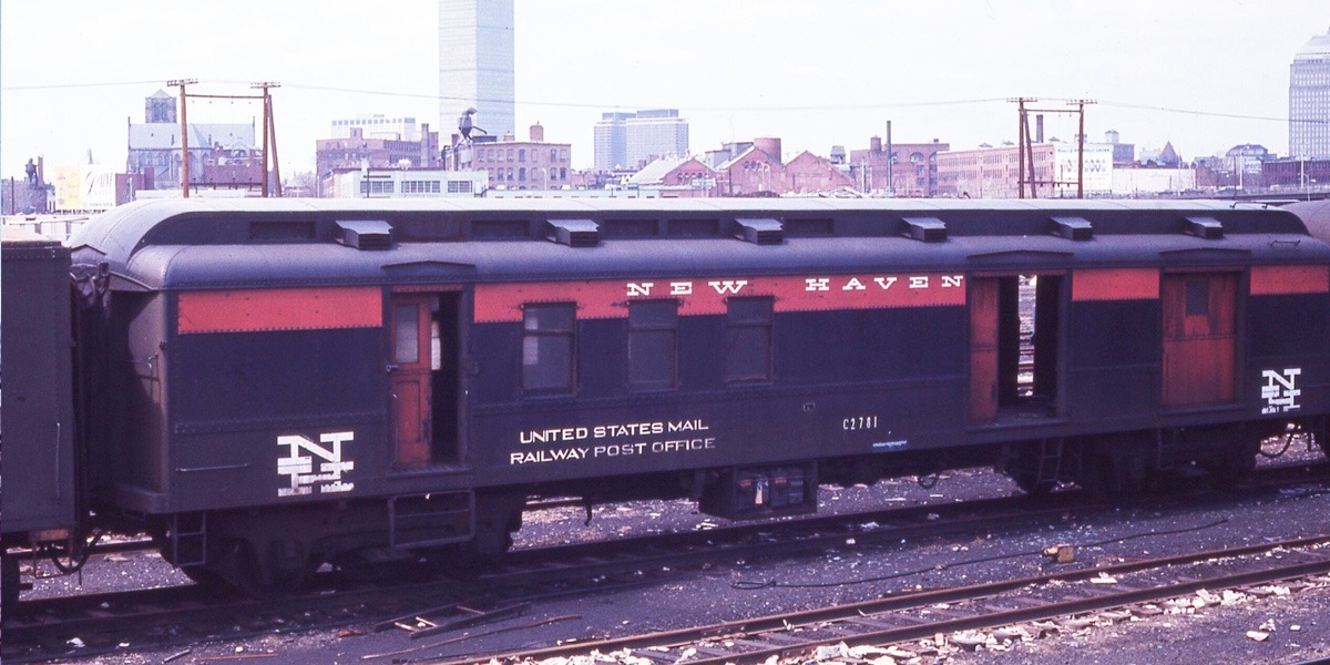 New York New Haven and Hartford Railroad | New Haven | Boston, Massachusetts | Back Bay | Rail post office car #C2781 | April 29, 1967 | Norton D. Clark photo | John Wilson collection