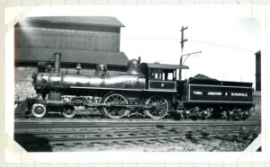 Fonda Johnstown and Gloversville Railroad | Gloversville, New York | Class 4-4-0 #8 steam locomotive | August 3, 1937 | West Jersey Chapter, NRHS Collection