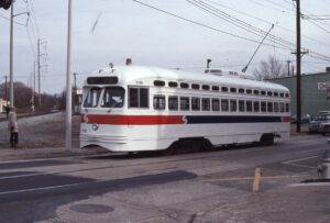 SEPTA | Upper Darby, Pennsylvania | PCC Streetcar #2129 | Wilmngton Chapter Super Saturday trip | January 1985 | Richard Forest photograph