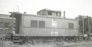 Central Railroad of New Jersey | Elizabethport, New Jersey | Caboose #91500 | May 17, 1975 | H.B. Olsen photograph | NRHS Collection