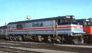 Amtrak | Washington, D.C. | GE P30CH #713 diesel-electric locomotive | August 25, 1977 | Bill Brennan photograph | Morning Sun Books collection
