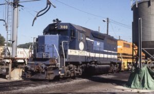 Buffalo and Pittsburgh Railroad | Butler, Pennsylvania | EMD GP40 #3100 diesel-electric locomotive | September 7, 1991 | Dick Flock photograph