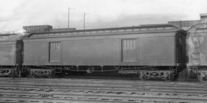 Central Railroad of New Jersey | Jersey City, New Jersey | Wooden baggage car “American Express” #8 | 1910 | H.W. Smith photograph | Warren Crater, Friends of the NJ Transportation Museum Collectiontograph