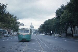 DC Transit | Washington, D.C. | Pennsylvania Avenue | PCC #1142 streetcar | August 1962 | John Hilton photograph