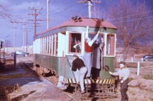 Hagerstown and Frederick | Lewistown, Maryland | Car 171 | repairs | NRHS excursion | January 3, 1954 | Ara Mesrobian photograph