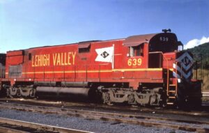 Lehigh Valley | Coxton, Pennsylvania | Alco C628 #639  diesel-electric locomotive | September 15, 1973 | Dave Hamley photograph | Morning Sun Books collection