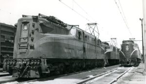 Pennsylvania Railroad | Alexandria, Virginia | Baldwin / GE Class GG1 #4800 “Old Rivets electric motor | June 1958 | Harold Vollrath photograph