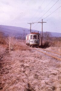 Hagerstown and Frederick Railroad | Catoctin Furnace, Maryland | Interurban car #171 | February 14, 1954 | Ara Mesrobian photograph