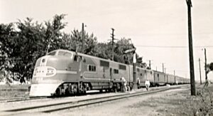 Atchison Topeka and Sante Fe Railway | Chillicothe, Illinois | EMD Class E1a #6 diesel-electric locomotive | Grand Canyon passenger train | June 14, 1940 | West Jersey Chapter, NRHS Collection