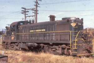Lehigh and Hudson River Railway | Warwick, New York | Alco RS3 310 diesel-electric locomotive | October 24, 1970 | R.R. Wallin photograph | Charles Anderson collection