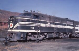 Lehigh and New England Railway | Pen Argyl, Pennsylvania | Alco FA1 #710 diesel-electric locomotive | 1960 | Jack de Rossett photograph | Morning Sun Books collection